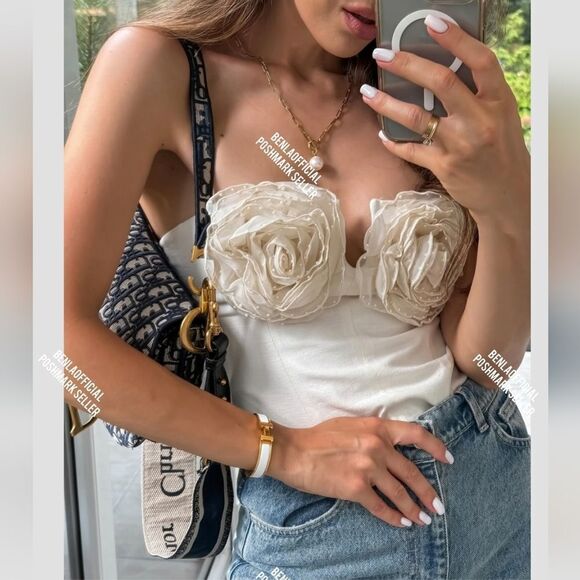 NWT ZARA STRAPLESS FLORAL TOP - Picture 1 of 16
